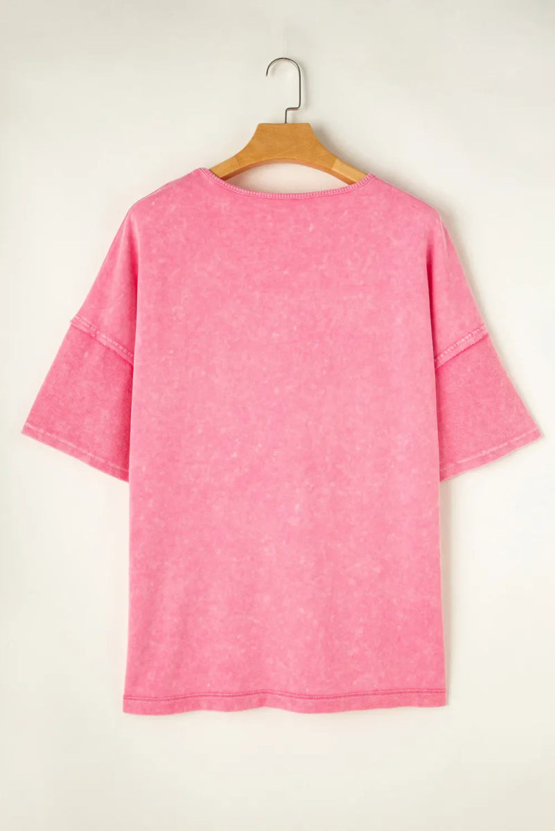 Plus Size Round Neck Half Sleeve T-Shirt for Women - Love Salve